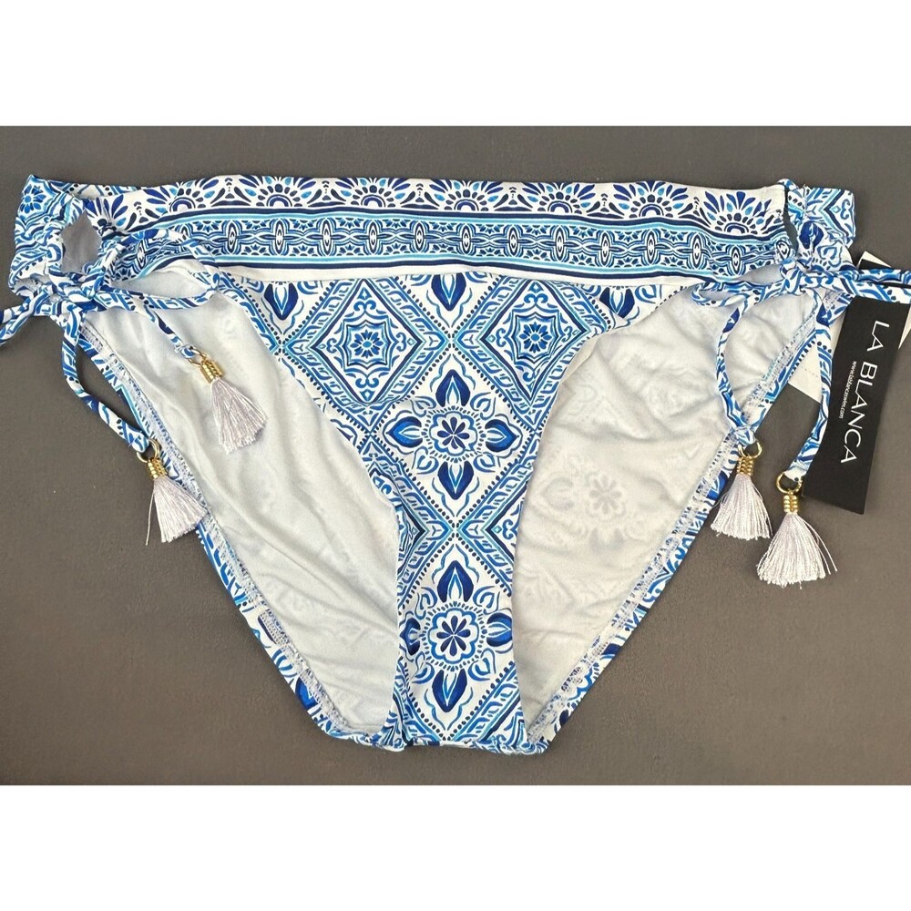 La Blanca Beyond the Pacific Side Tie Hipster Swim Bottom Size 14 NWT